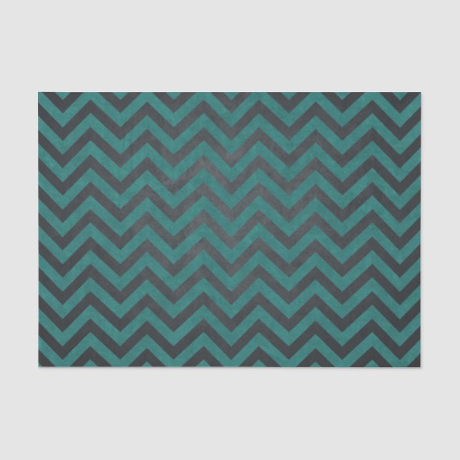 Teal Chevron Pattern Tissue Paper (Front)