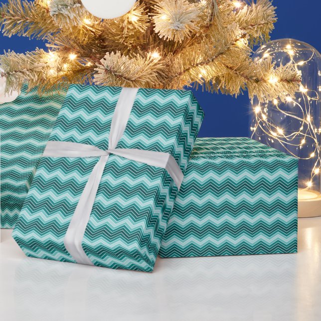 Teal Chevron Pattern Wrapping Paper Roll (Holidays)