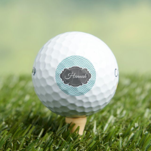 Teal Chevron Personalised Golf Balls (Insitu Tee)