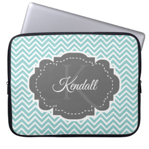 Teal Chevron Personalised Laptop Sleeve