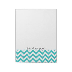 Teal Chevron Personalised Notepad