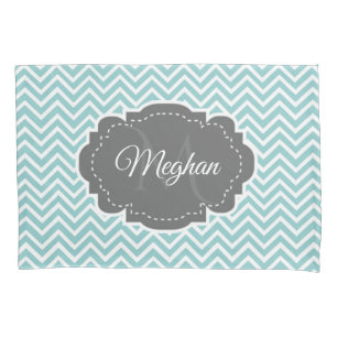 Teal Chevron Personalised Pillowcase