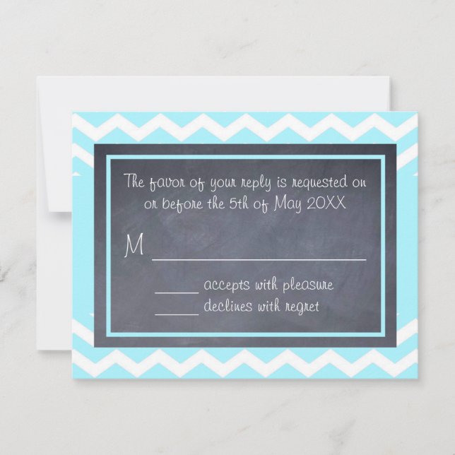 Teal Chevron RSVP Card (Front)
