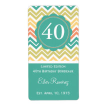 Teal Chevron Wine Label (375 ml)