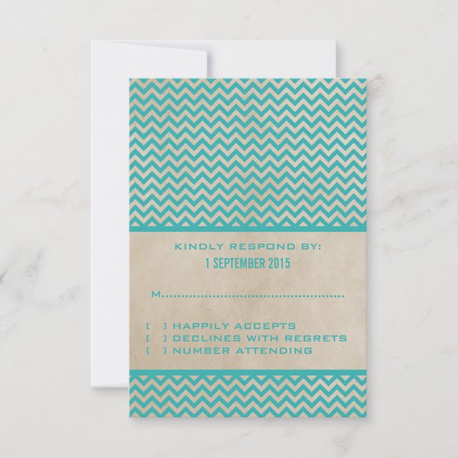 Teal Chic Chevron Response Card (Front)