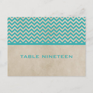Teal Chic Chevron Table Number Postcard