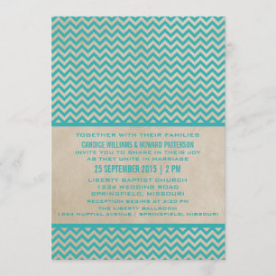 Teal Chic Chevron Wedding Invite
