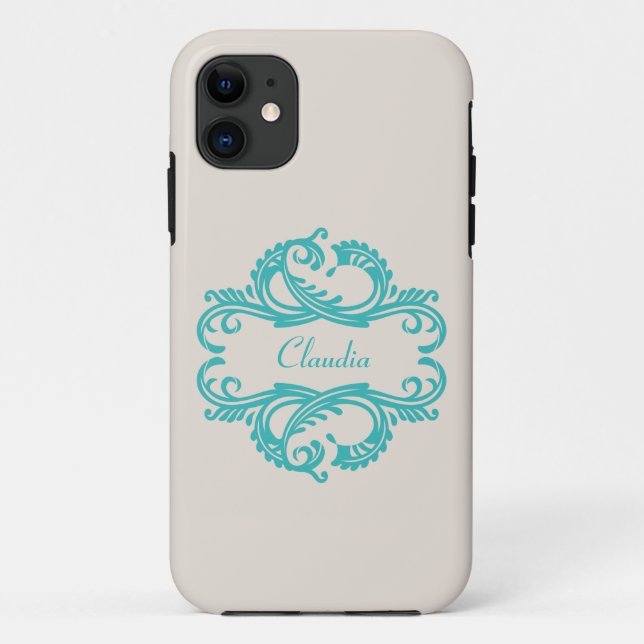 Teal Chic Damask BT iPhone 5 Case (Back)