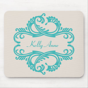 Teal Chic Damask Mousepad