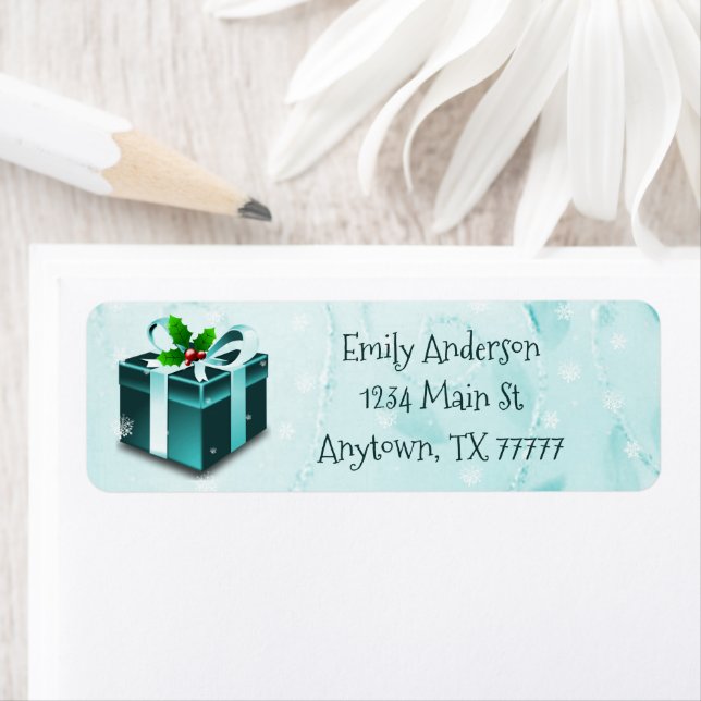 Teal Christmas Gift Address Label Return Address Label (Insitu)