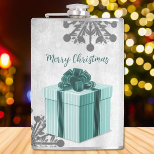 Teal Christmas Gift Holiday Flask