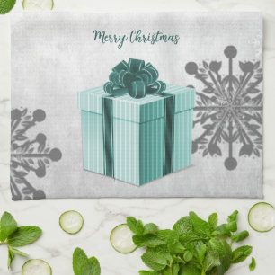 Teal Christmas Gift Holiday Kitchen Towel