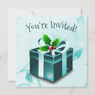 Teal Christmas Gift Invitation