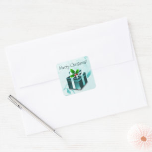 Teal Christmas Gift Sticker