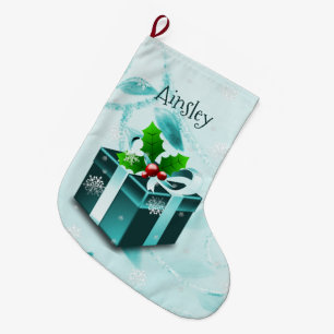 Teal Christmas Gift Stocking