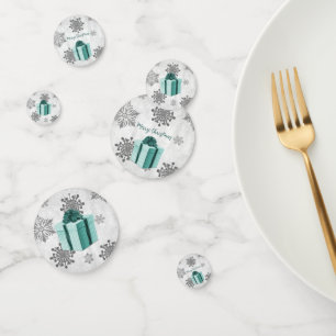 Teal Christmas Gift Table Confetti