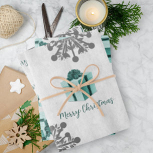 Teal Christmas Gift Wrapping Paper Sheets