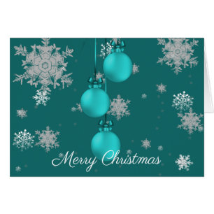 Teal Christmas Ornaments Greeting Card