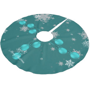Teal Christmas Ornaments Tree Skirt