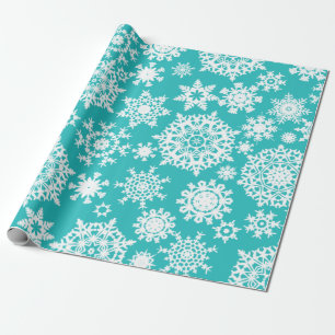 Teal Christmas Snowflake Pattern wrapping paper
