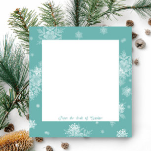 Teal Christmas Snowflakes Notepad
