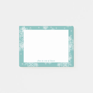 Teal Christmas Snowflakes Personalised Notes