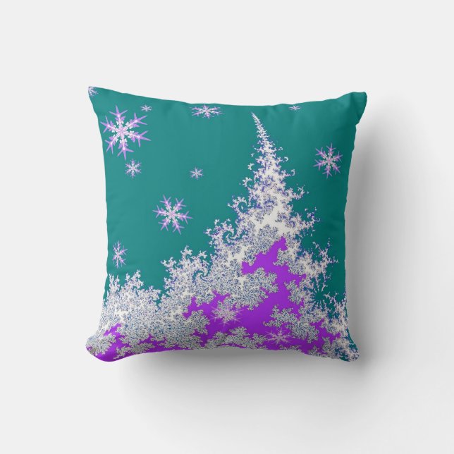 Teal Christmas Tree Holiday by Sharles Cushion (Front)