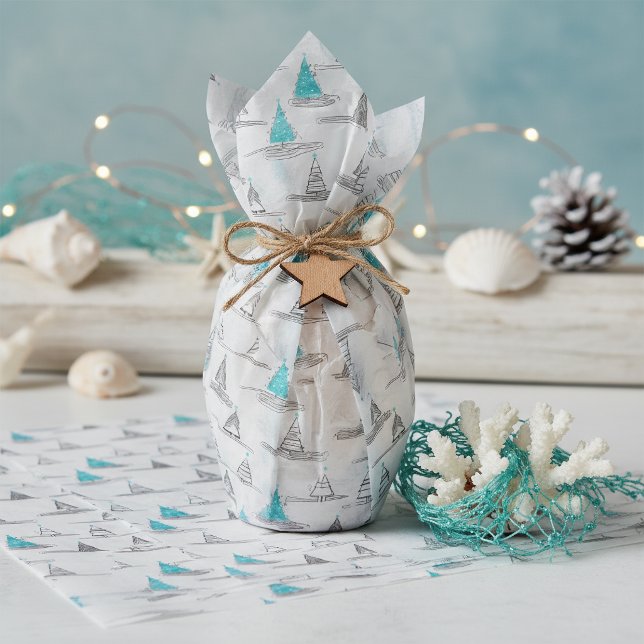 Teal Christmas Tree Pattern#5 ID1009 Tissue Paper (Creator Uploaded)