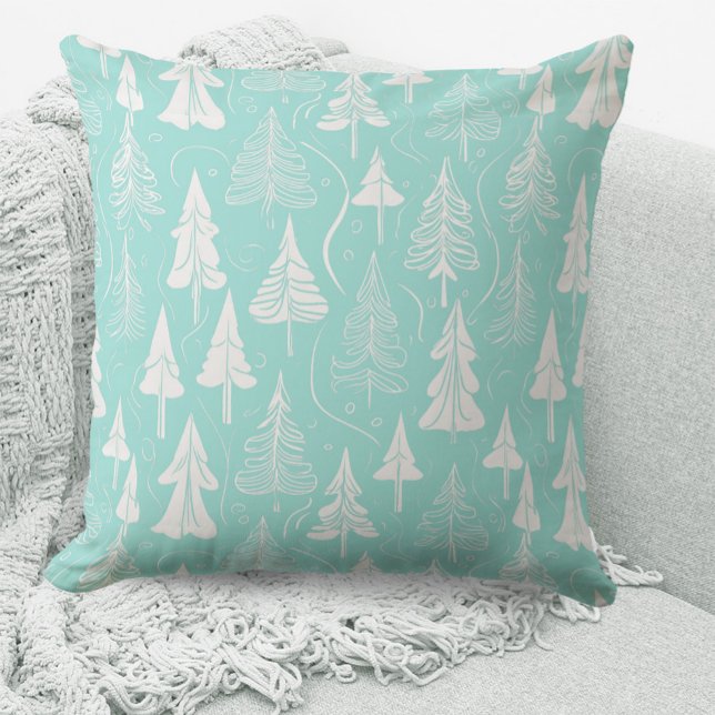 Teal Christmas Tree Pattern#6 ID1009 Cushion (Creator Uploaded)
