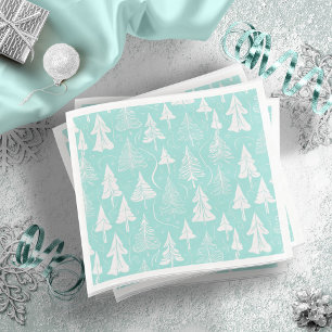 Teal Christmas Tree Pattern#6 ID1009 Napkin