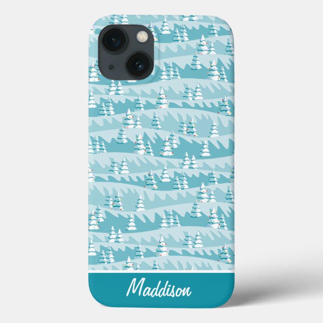 Teal Christmas Trees Case-Mate iPhone Case (Back)