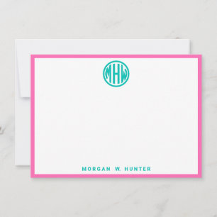 Teal Circle Monogram Font DIY BG Thank You Card
