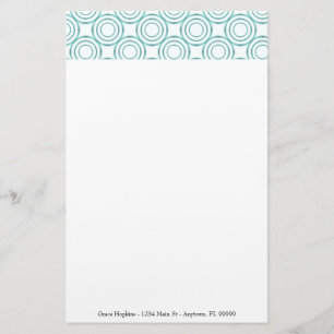Teal Circle Pattern Personalise Stationery