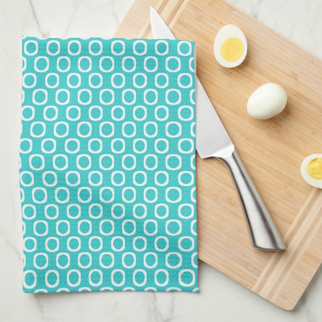 Teal Circle Tea Towel (Quarter Fold)