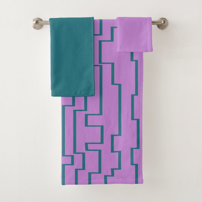Teal Circuit Lines  Bath Towel Set (Insitu)