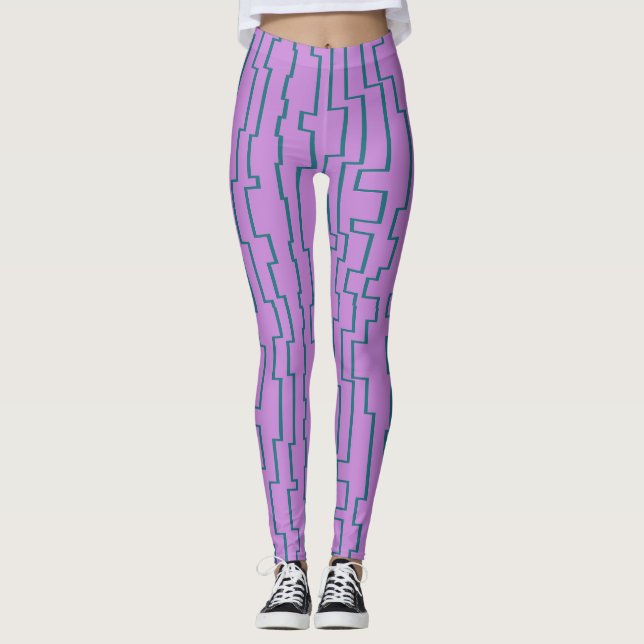 Teal Circuit Lines  Leggings (Front)