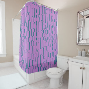 Teal Circuit Lines Shower Curtain