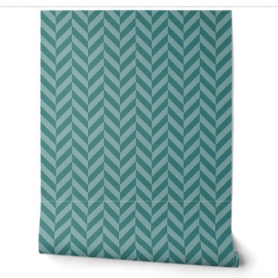 Teal Classic Chevron Herringbone Wallpaper