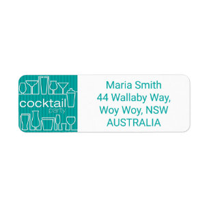 Teal cocktail party return address label