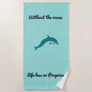 Teal Colour Dolphin Beach Towel