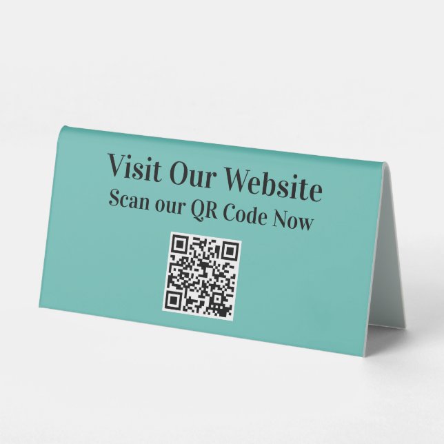 Teal Colour QR Code Website Promotional Desk Signs (Front)