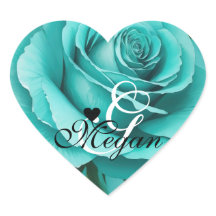 Teal Colour Rose Background Monogram Name