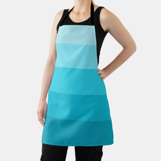 Teal Colour Stripes Pattern Apron (Insitu)