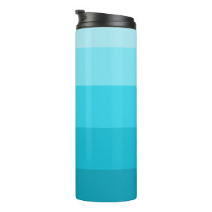 Teal Colour Stripes Pattern Thermal Tumbler