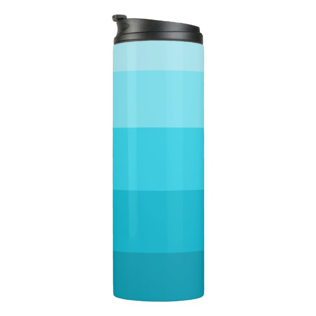 Teal Colour Stripes Pattern Thermal Tumbler (Rotated Right)