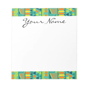 Teal Colourful Abstract Aztec Tribal Print Pattern Notepad