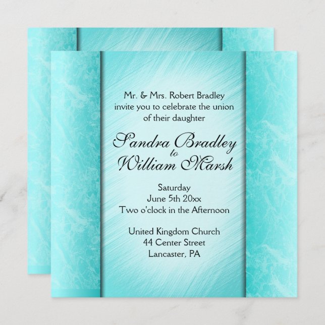Teal Columns Wedding Invitation (Front/Back)
