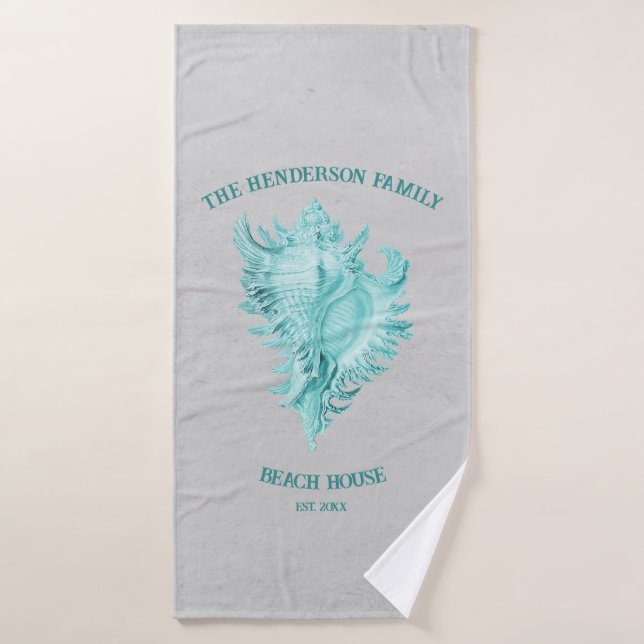 Teal Conch Shell Bath Towel Set (Bath Towel)