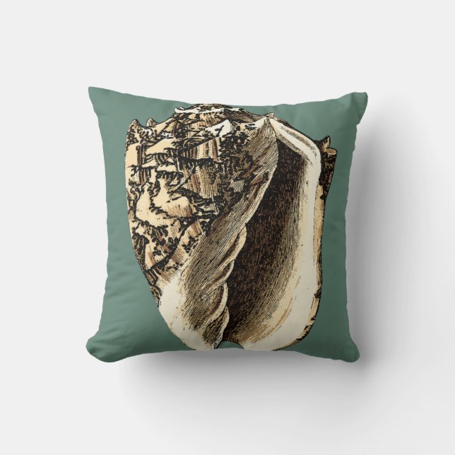 Teal Conch Shell Cushion (Front)