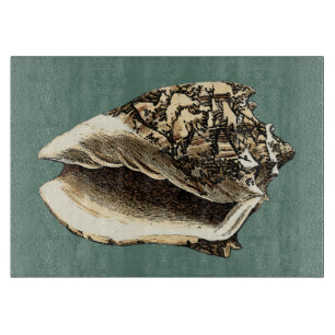 Teal Conch Shell Cutting Board